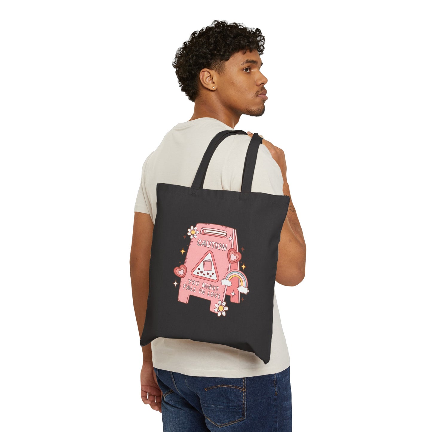 Caution: You Might Fall in Love  Canvas Tote Bag