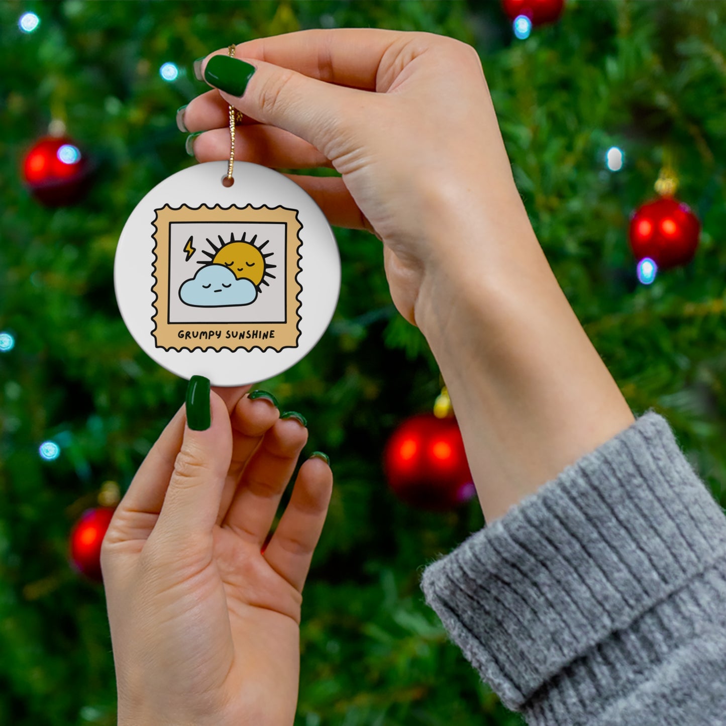 Grumpy Sunshine Ceramic Ornament