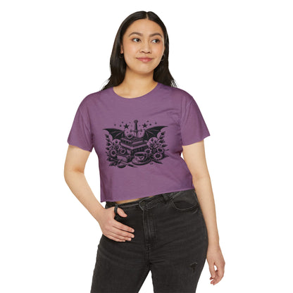 Winged Stack of Books Crop Top