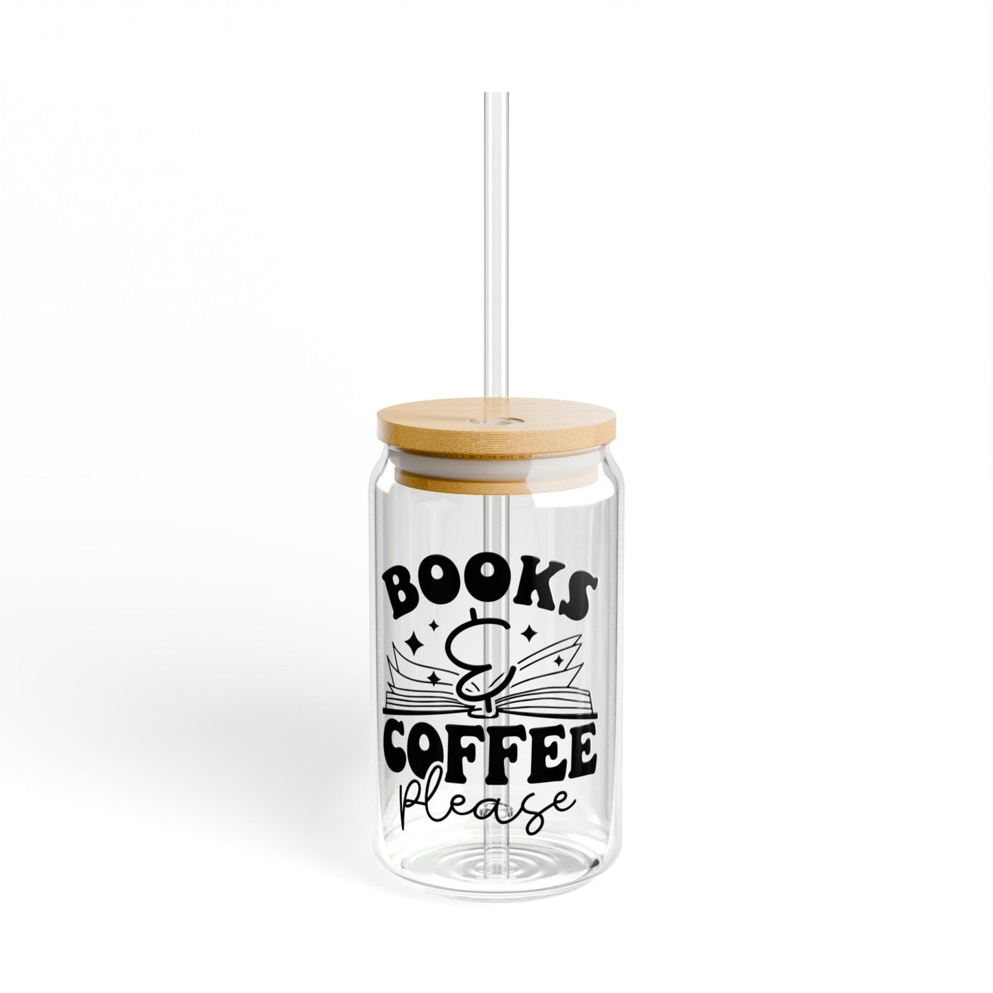 Books And Coffee Please Sipper Glass, 16oz