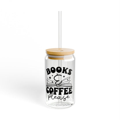 Books And Coffee Please Sipper Glass, 16oz