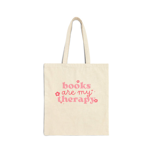 Books Are My Therapy Canvas Tote Bag