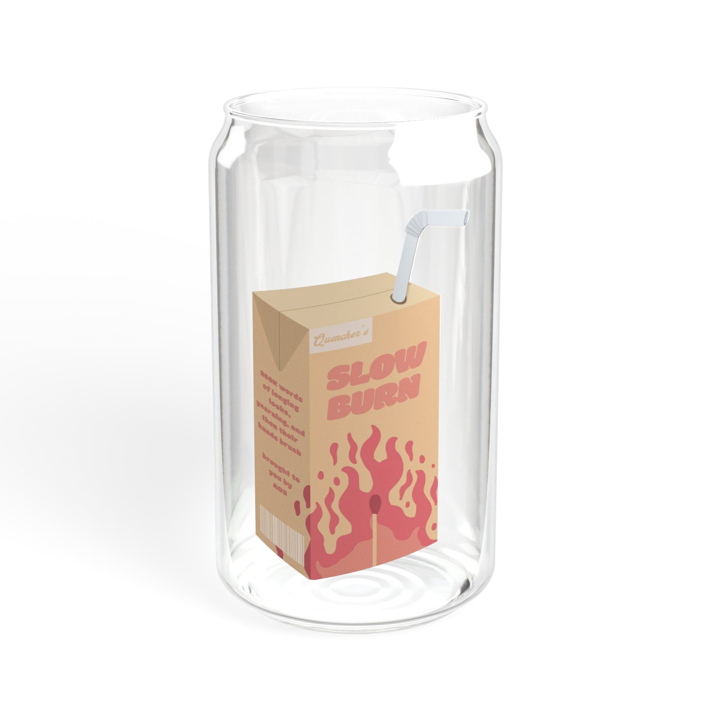 Slow Burn Juice Carton Sipper Glass, 16oz