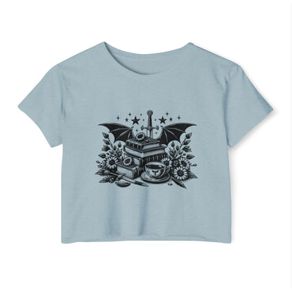 Winged Stack of Books Crop Top