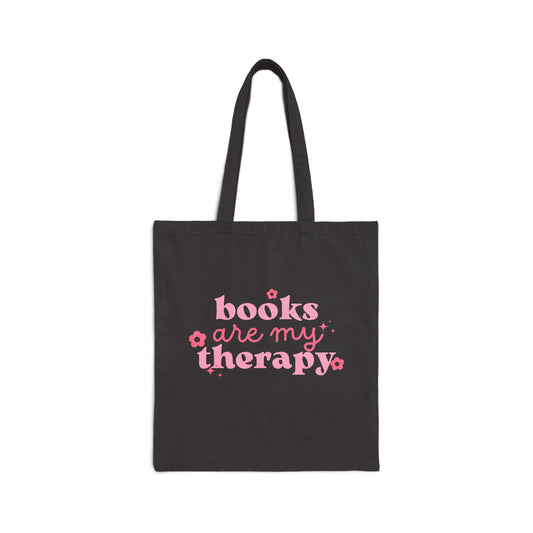 Books Are My Therapy Canvas Tote Bag