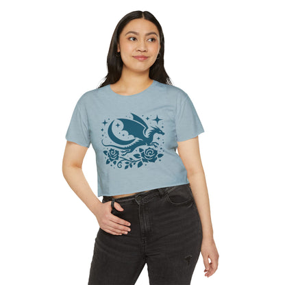 Blue Floral Dragon Crop Top