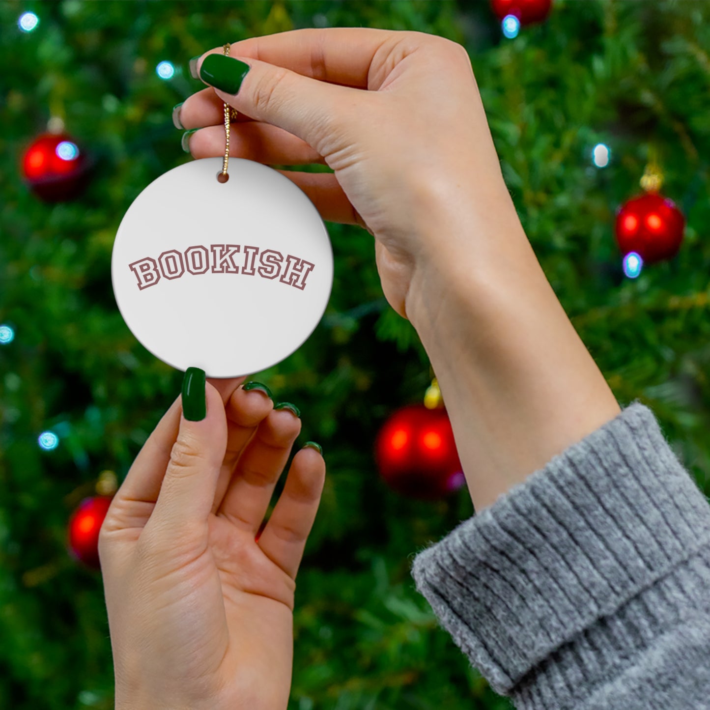 Bookish Ceramic Ornament