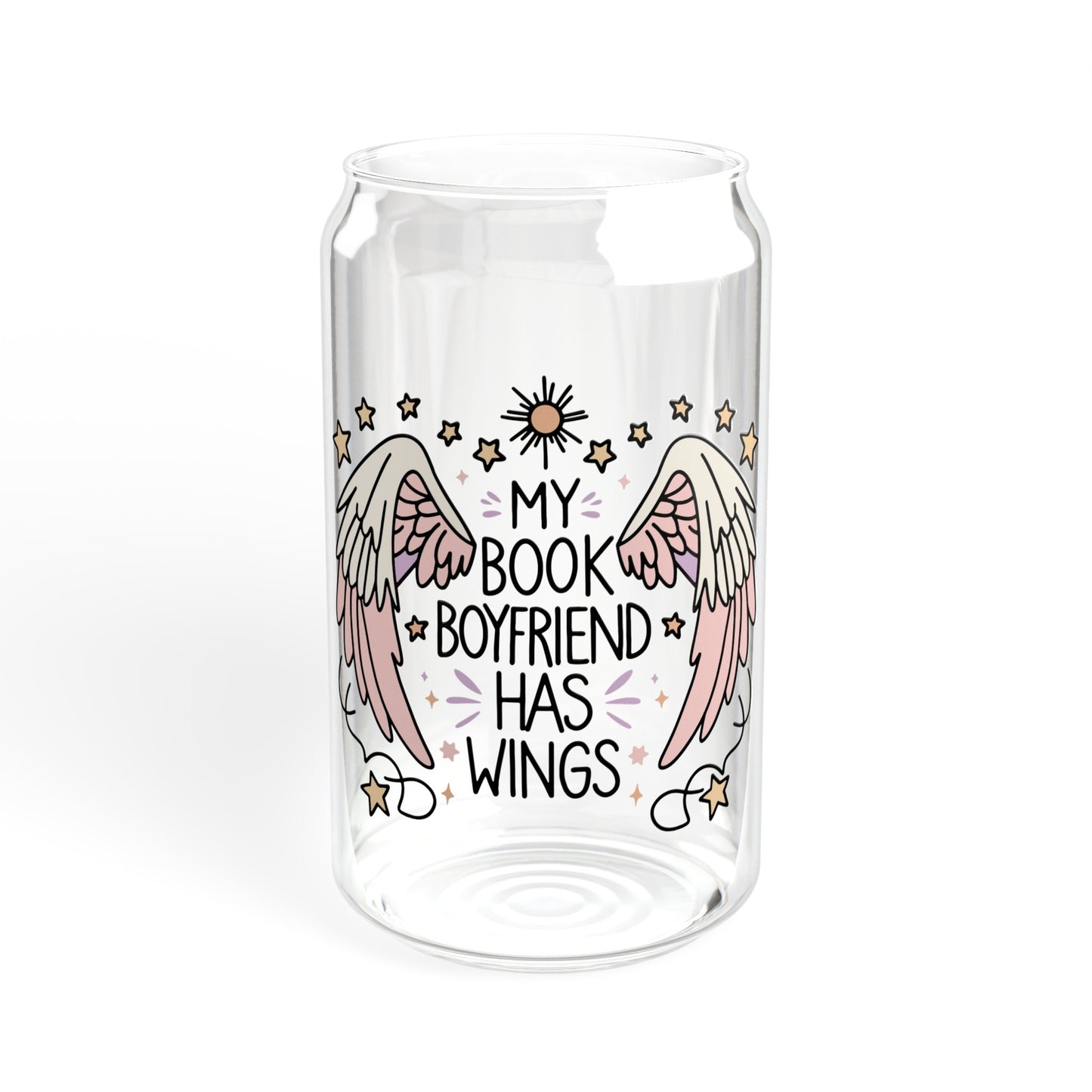 My Book Boyfriend Has Wings Sipper Glass, 16oz