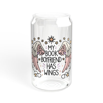 My Book Boyfriend Has Wings Sipper Glass, 16oz