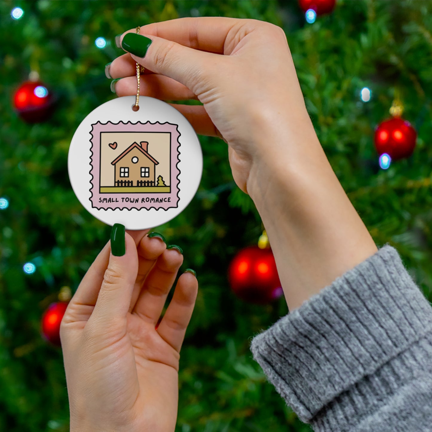 Small Town Romance Ceramic Ornament