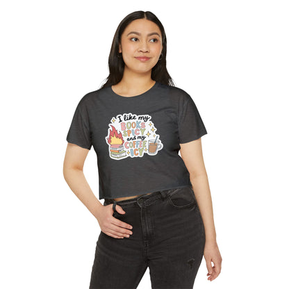 I Like My Books Spicy and My Coffee Icy Crop Top