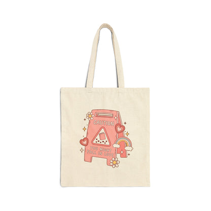 Caution: You Might Fall in Love  Canvas Tote Bag