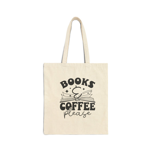 Books and Coffee Please Canvas Tote Bag