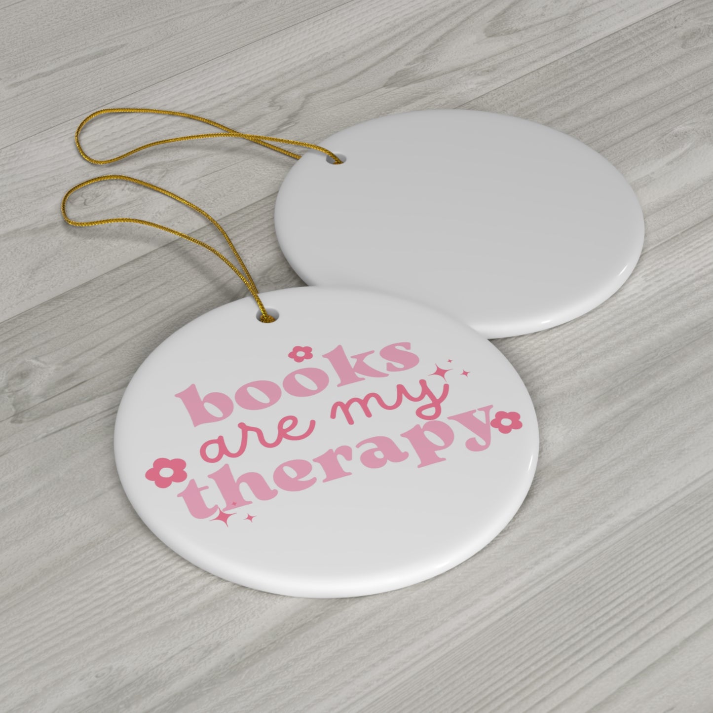 Books Are My Therapy Ceramic Ornament