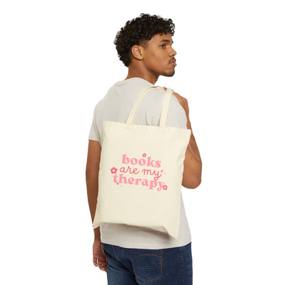 Books Are My Therapy Canvas Tote Bag