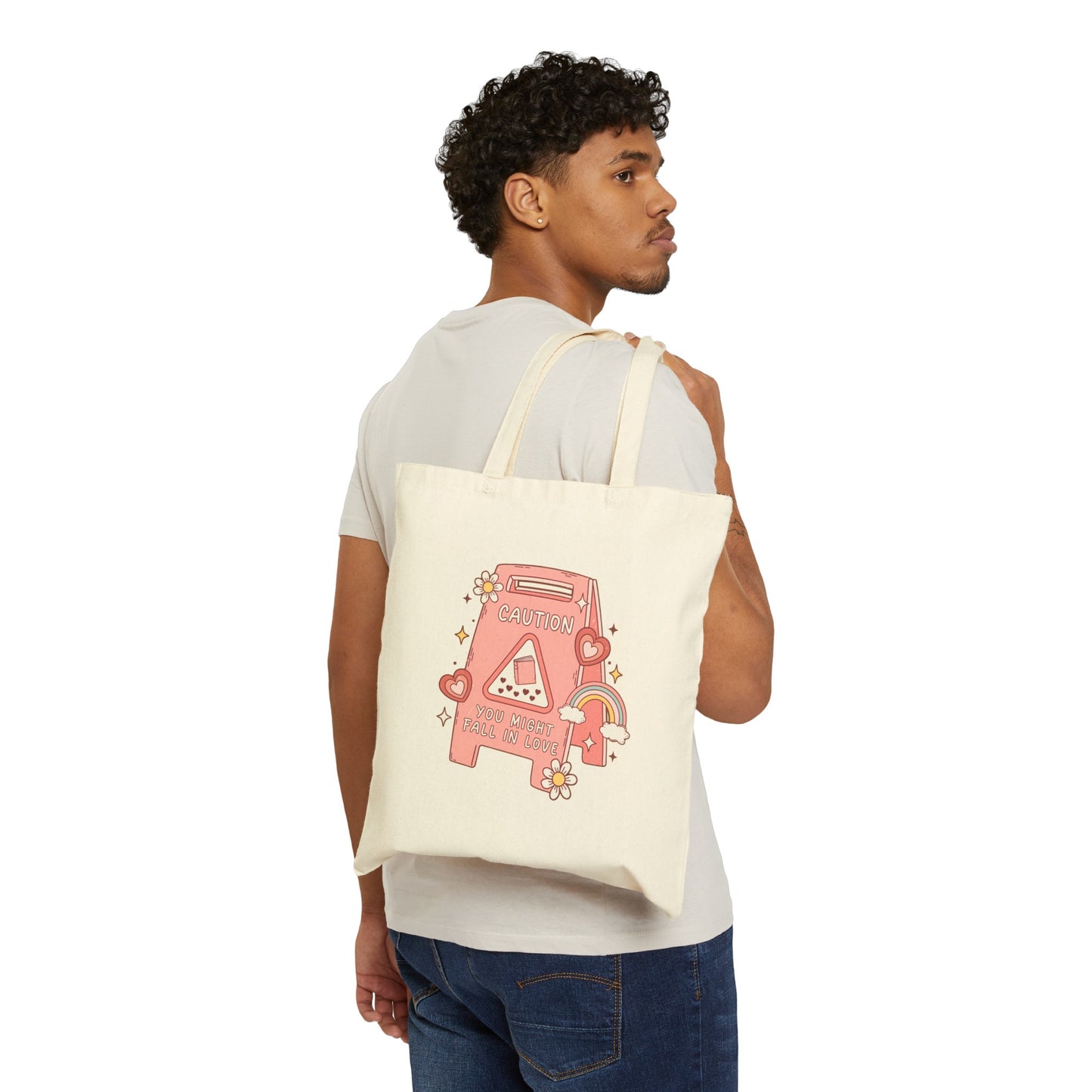 Caution: You Might Fall in Love  Canvas Tote Bag