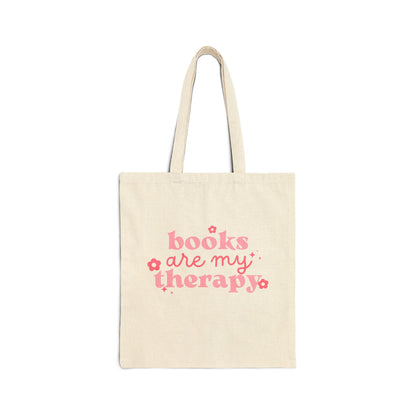 Books Are My Therapy Canvas Tote Bag