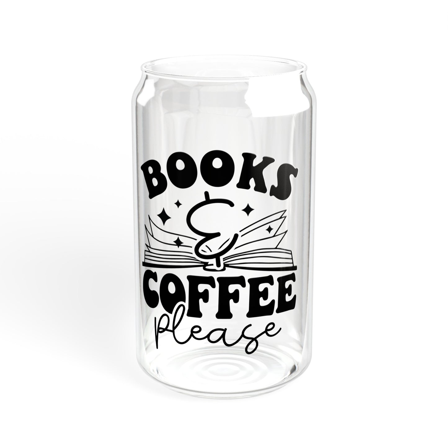 Books And Coffee Please Sipper Glass, 16oz