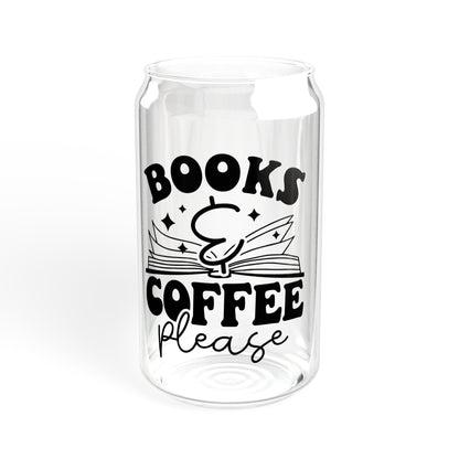 Books And Coffee Please Sipper Glass, 16oz