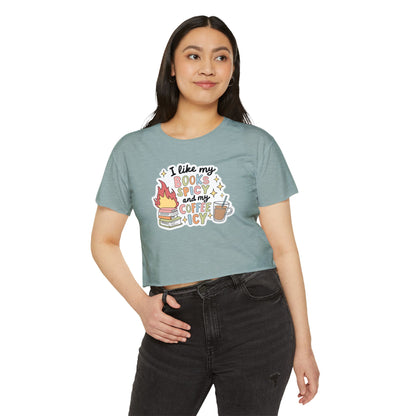 I Like My Books Spicy and My Coffee Icy Crop Top